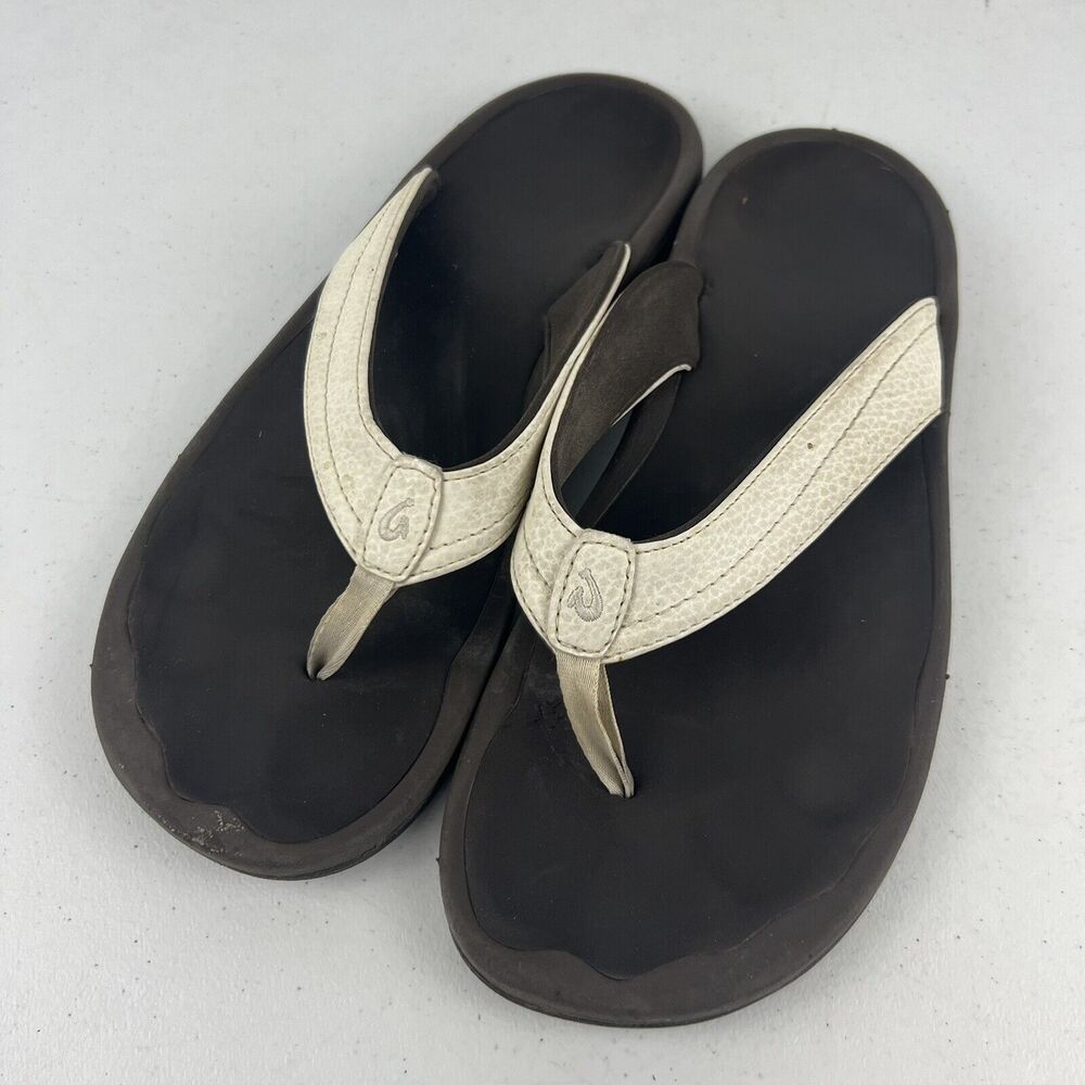 Olukai Ohana Womens White Slip On Beachy Outdoor Flip Flop Sandals Size 9